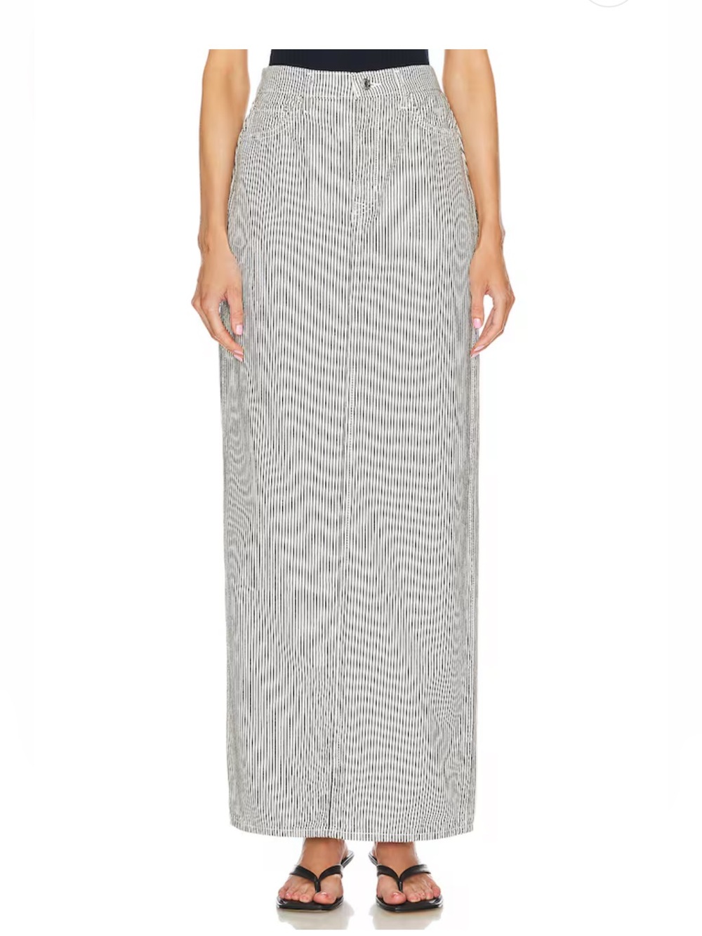 GRLFRND Amara Maxi Pencil Skirt With Back Slit in Ticking Stripe